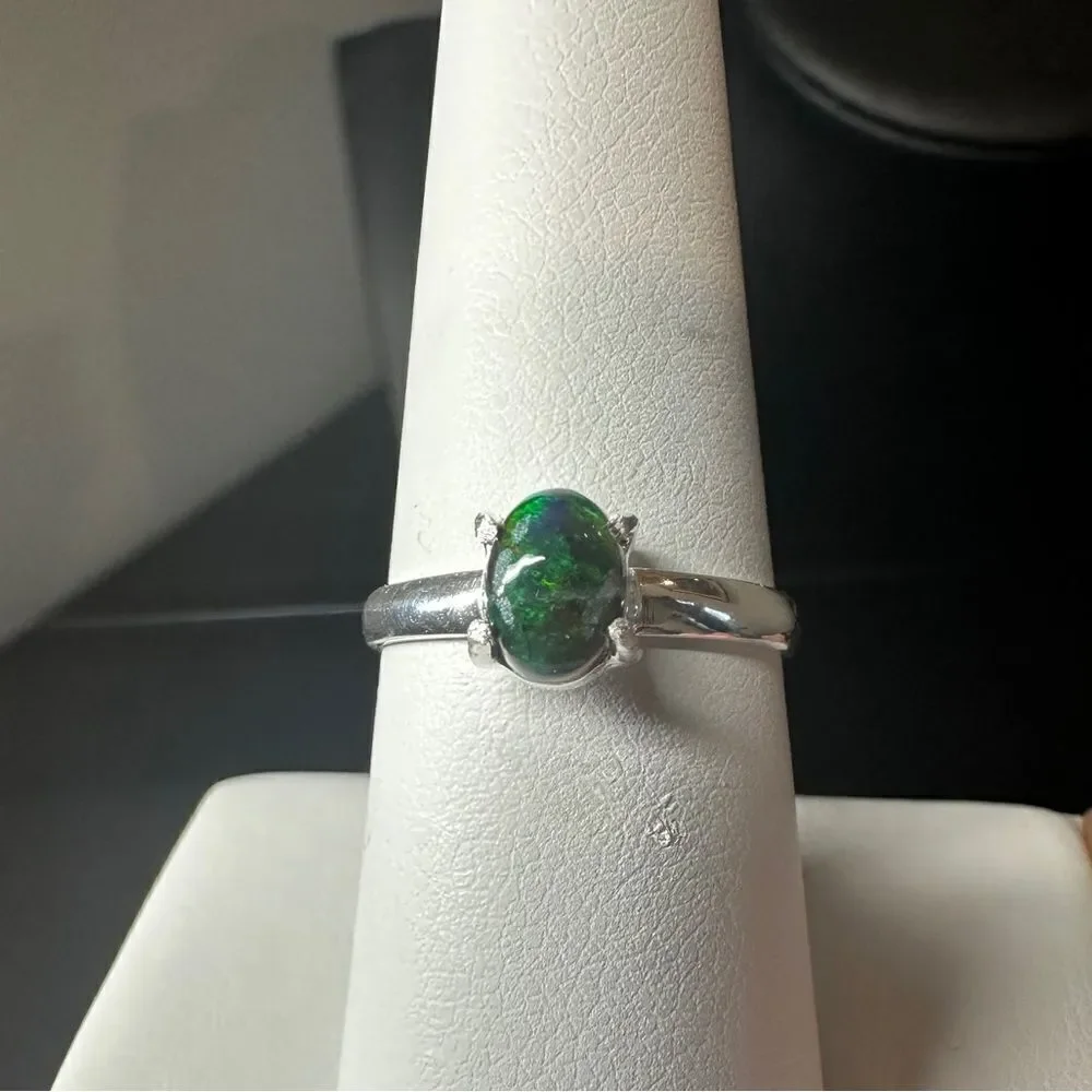 5x7mm‎ cabochon opal solitaire in sterling silver!